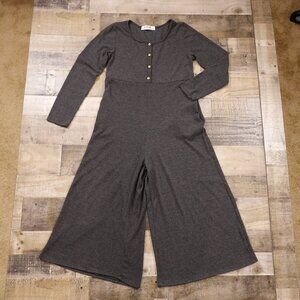 Three Bird Nest Wide-Leg Jumpsuit Women’s Medium Charcoal Gray Long Sleeve